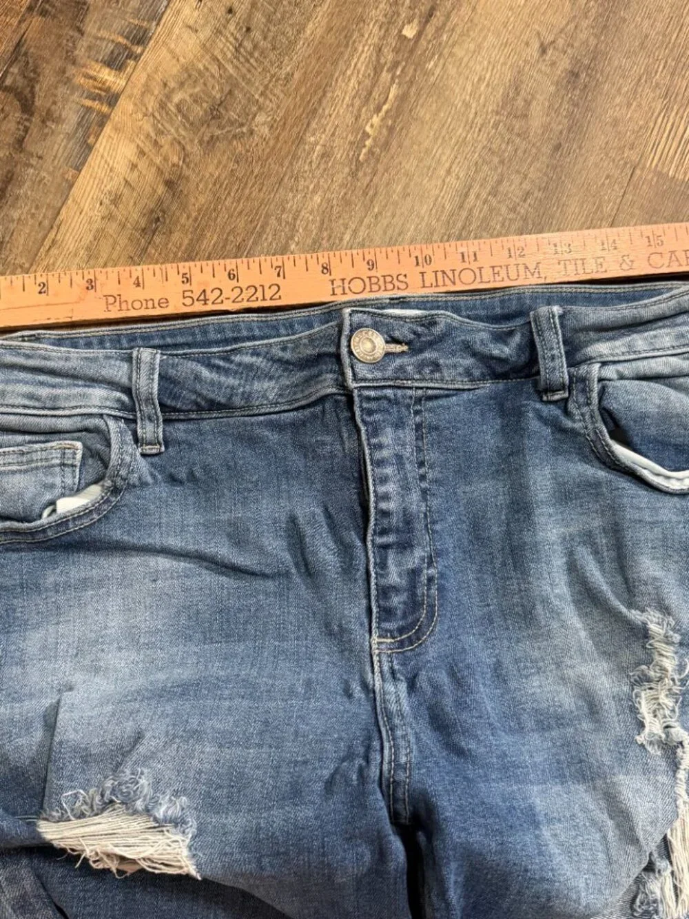 Ms. Cello Women's Size 14 Distressed Ripped Blue Denim Jeans